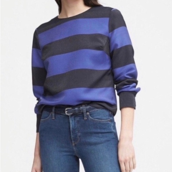 Banana Republic Metallic Shimmer Rugby Striped Blouse - Picture 12 of 12